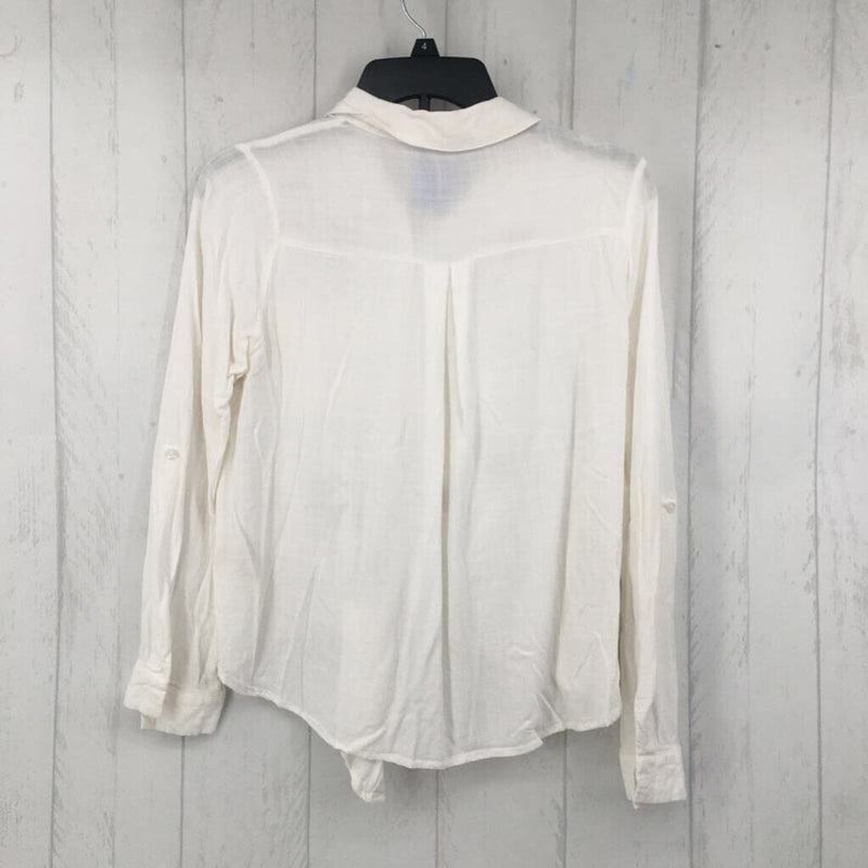 S Embroidered button down l/s top