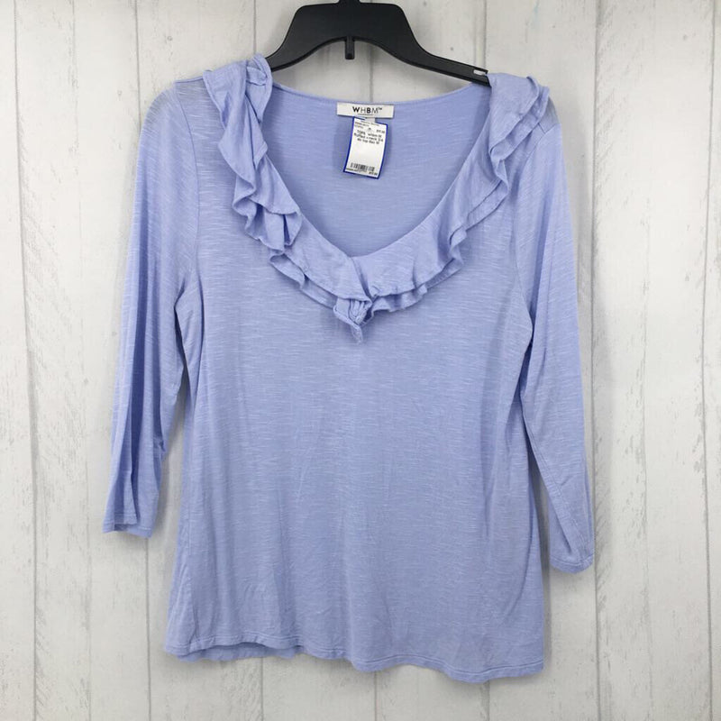 M Ruffled v-neck 3/4 slv top