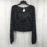 L Flo print smocked l/s top