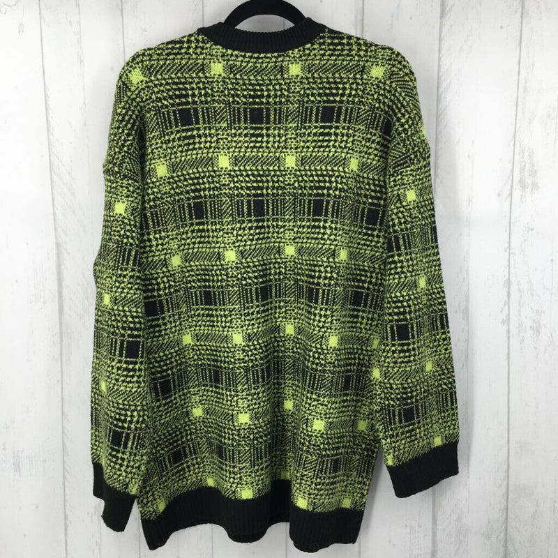 M l/s plaid sweater