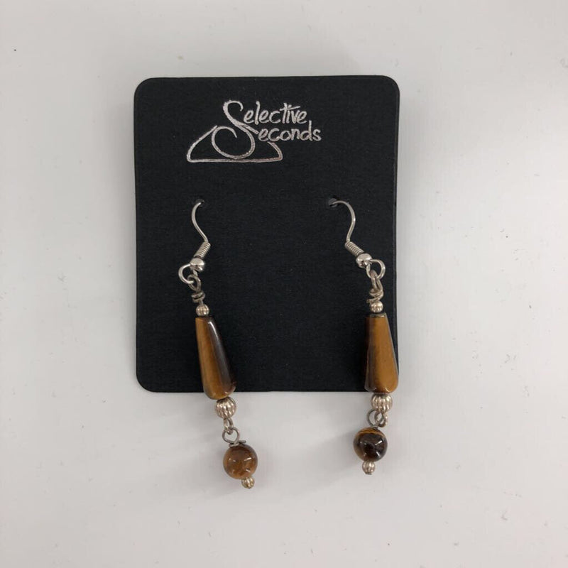 Brown beaded dangle earrings