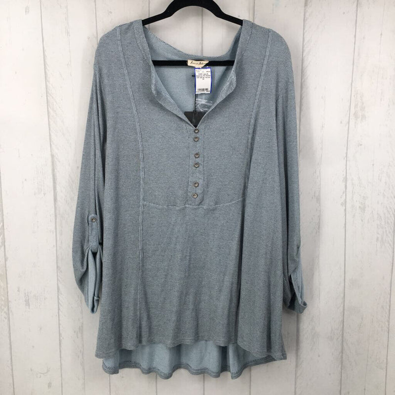 3X Waffle knit tab slv top