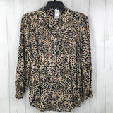 L Smocked animal print l/s top