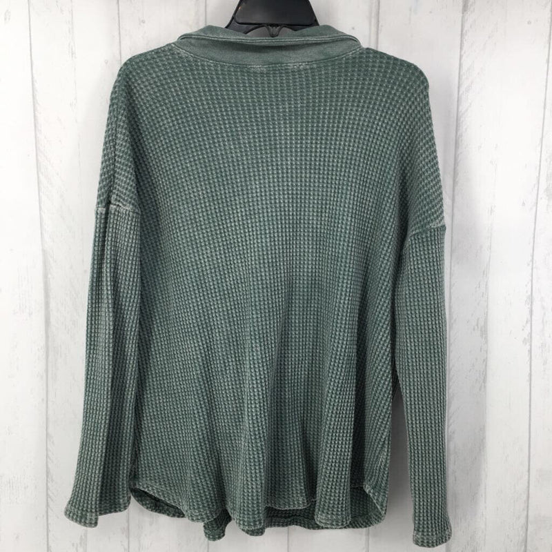 S Waffle knit button down l/s top