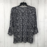 XL Flo print ruffle slv top