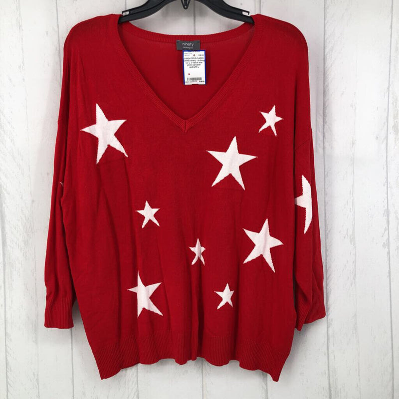 L V-neck star print sweater