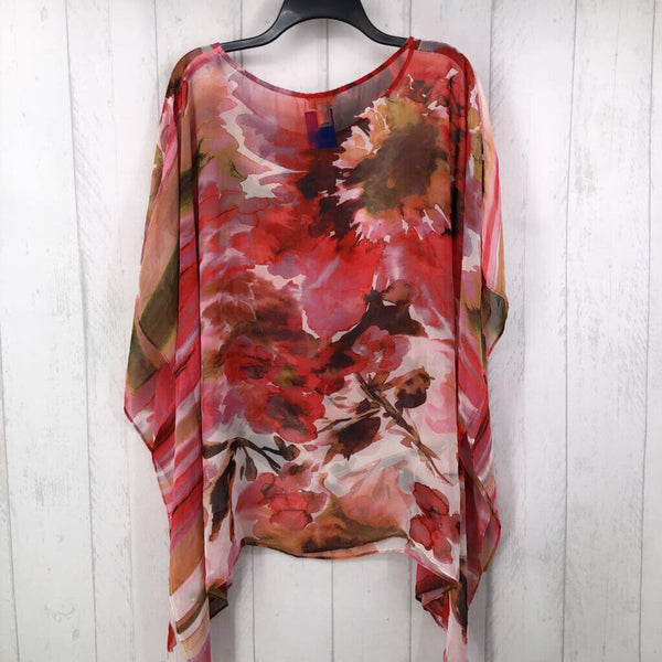 L/XL Printed semi-sheer poncho