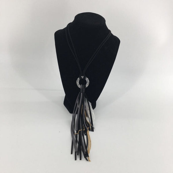 25" Blk Cord tassel necklace