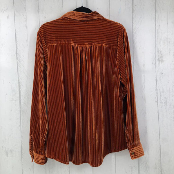 L Ribbed button down l/s top