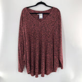 3X Marled v-neck l/s top