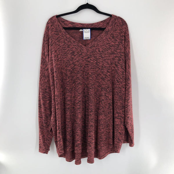 3X Marled v-neck l/s top