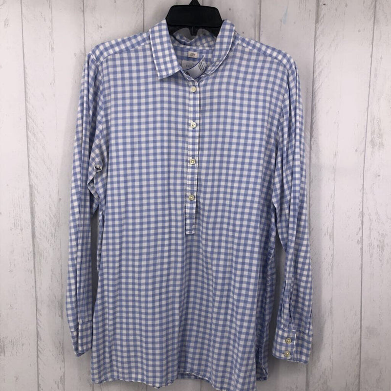 L Plaid 1/2 button down l/s top