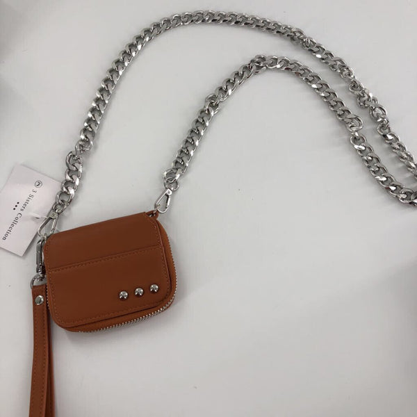 brn/silver wallet chain bag