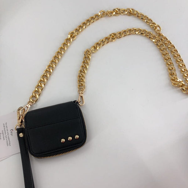 blk/gold wallet chain bag