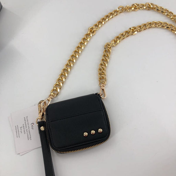 blk/gold wallet chain bag