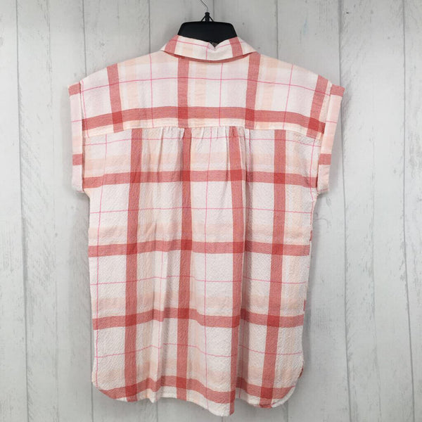 S Plaid cuff slv top