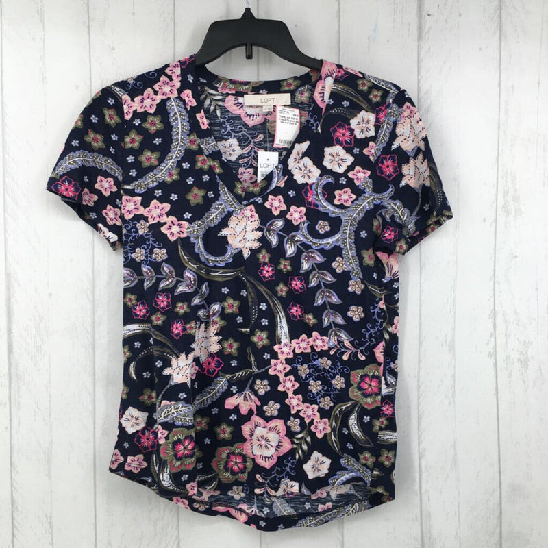 R37 M V-neck flo print s/s tee