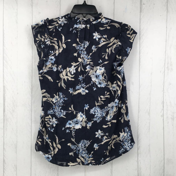 S/P Flo print tie front slvls top