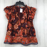 M Flo print ruffled slv top