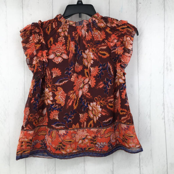 M Flo print ruffled slv top