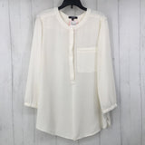 M Half button down 3/4 slv top