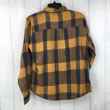 L Plaid button down l/s top