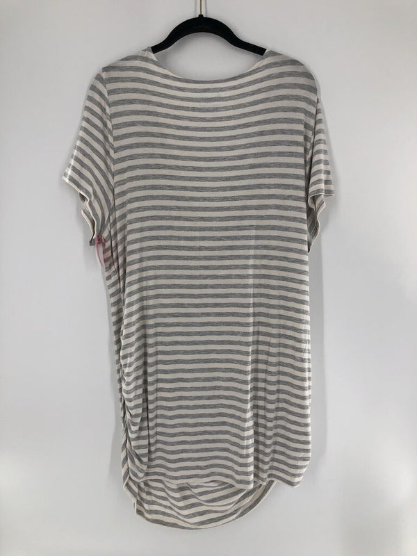 18/20 embellished drape neck stripe top