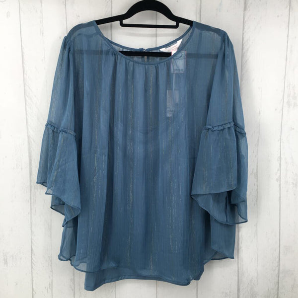 R52 2X Semi sheer ruffle slv top