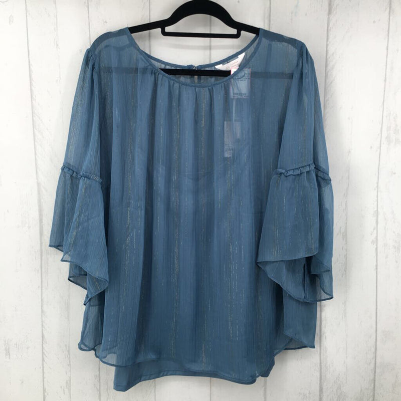 R52 2X Semi sheer ruffle slv top