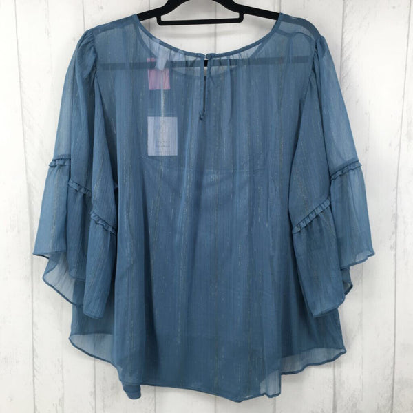 R52 2X Semi sheer ruffle slv top