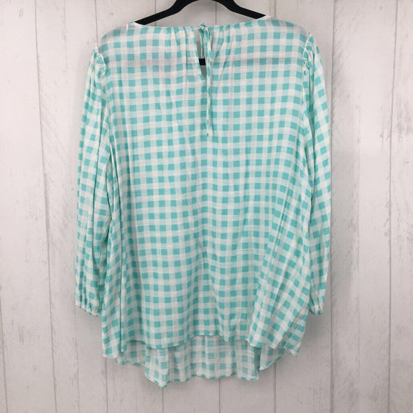 1X Plaid scoop neck 3/4 slv top