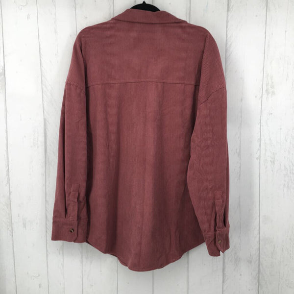 XL Ribbed button down l/s top