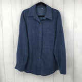 XL Ribbed button down l/s top