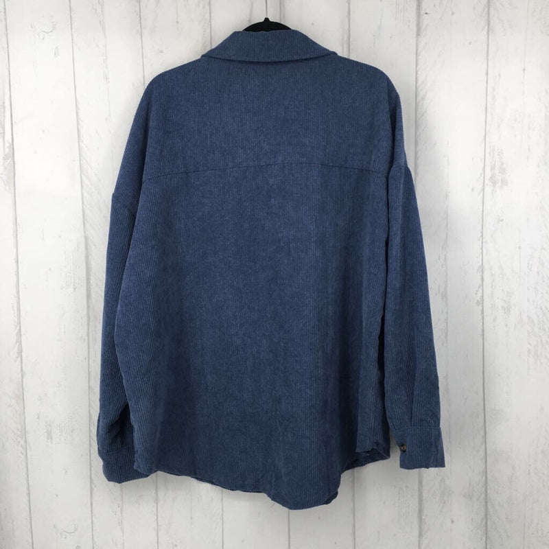 XL Ribbed button down l/s top