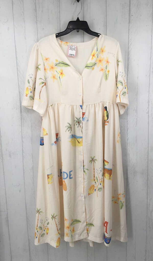 XL Letter print button down s/s dress