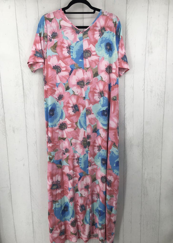 2X Flo print v-neck s/s dress