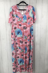 2X Flo print v-neck s/s dress