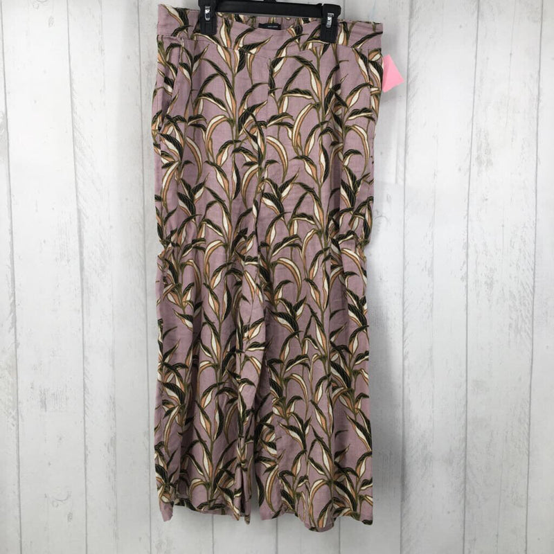 L leaf print wide leg capris