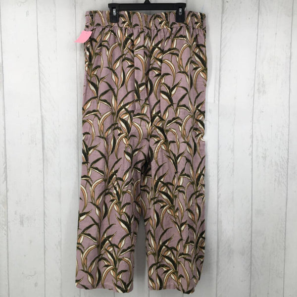 L leaf print wide leg capris