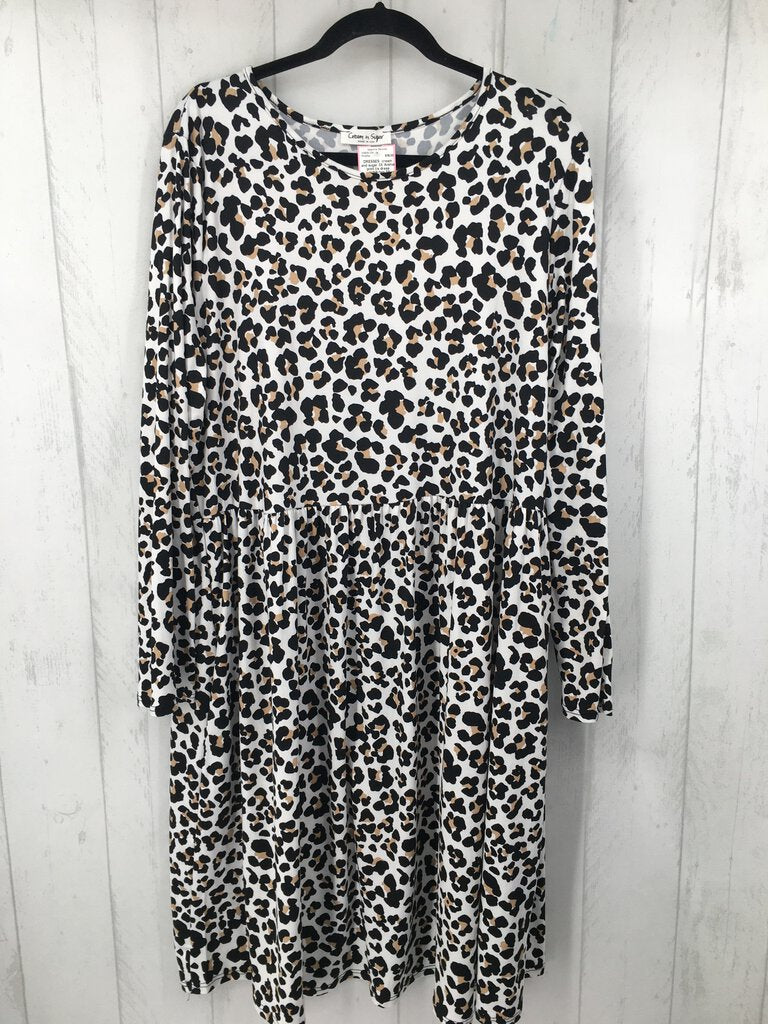 3X Animal print l/s dress