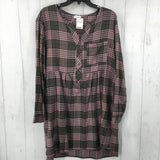 XL Plaid 1/2 button down l/s top