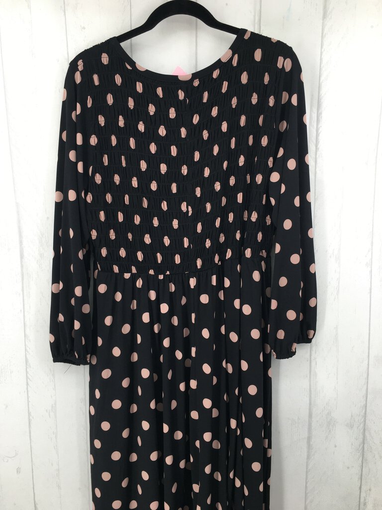 1X Smocked polka dot l/s dress