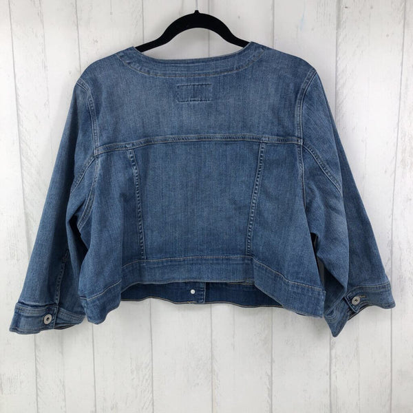 3X 3/4 slv denim jacket