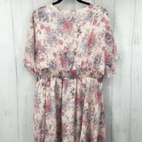 2XL Flo print tie front flutter slv dress