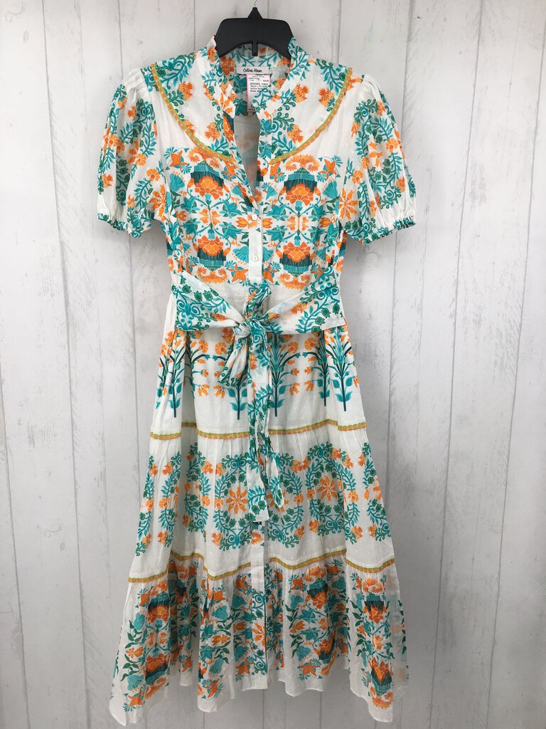 L Flo print button down s/s dress