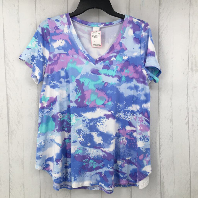 M s/s tie dye v-neck top