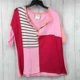 M s/s color block top