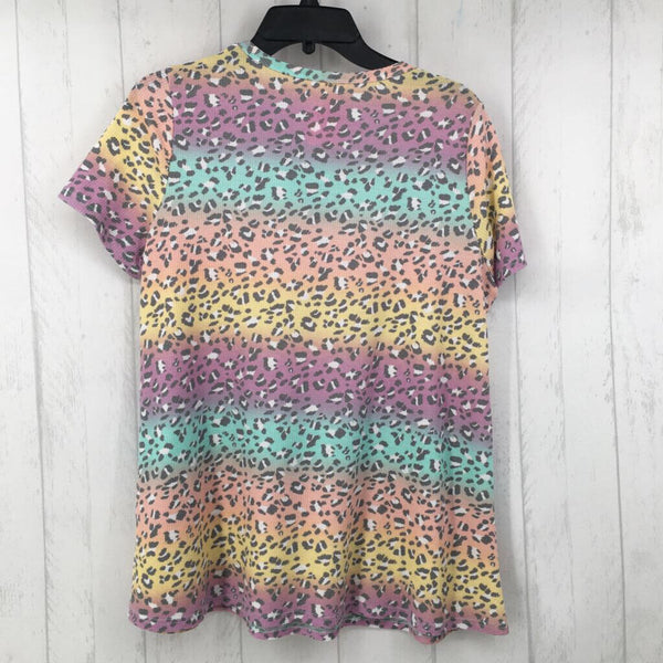 M s/s v-neck animal print top