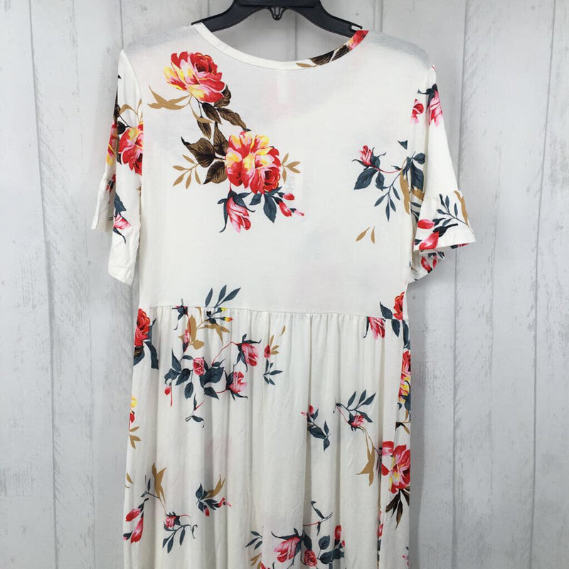 L Flo print ruffle slv dress