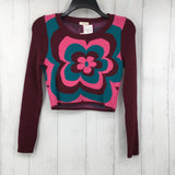 R44 M/L flower crop l/s sweater